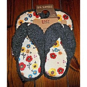 Lazy One Spa Slipper Rise and Shine Navy/Floral size L/XL 7-9 New With Tags